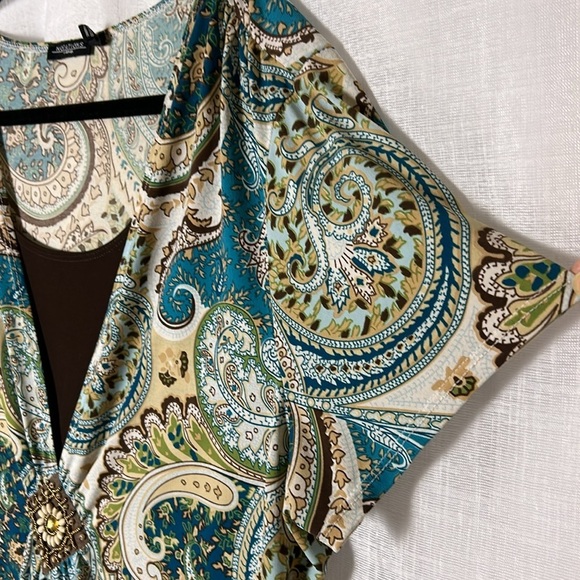 Y2K 70’s vibe,retro,Notations,blouse ,2X,Tribal Vintage,stretchy,boho,wood,beads - Picture 4 of 13